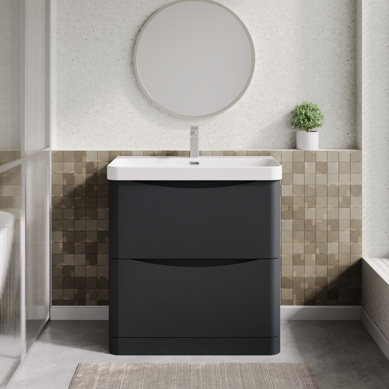Lunar Bathroom Vanity, Soft Black, 80.7 cm W