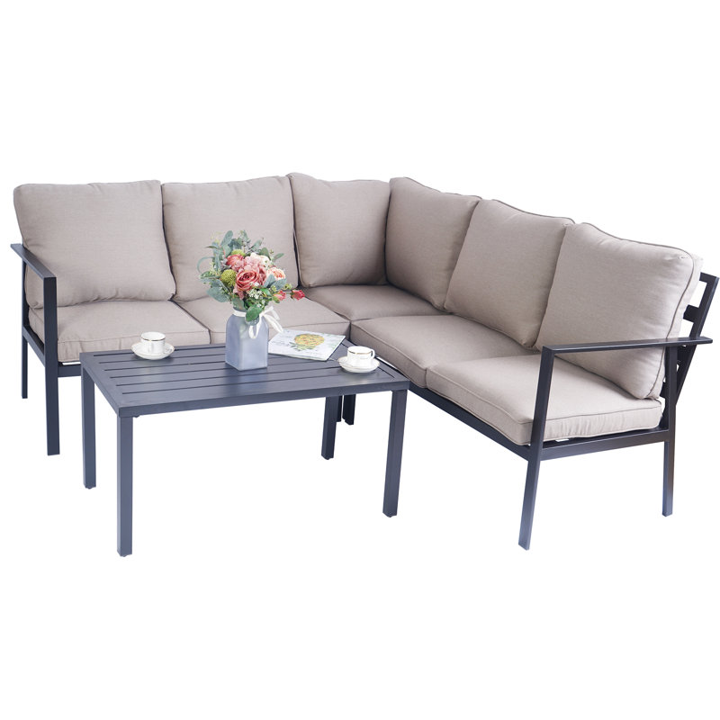 Ensemble de conversation avec canapé 4 pièces Kalkaska, Beige