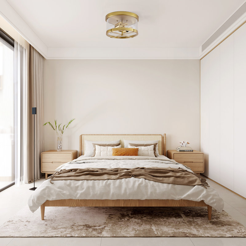 Alixandra 2-Light Flush Mount Clear Glass Ceiling Light with Metal Frame, Gold