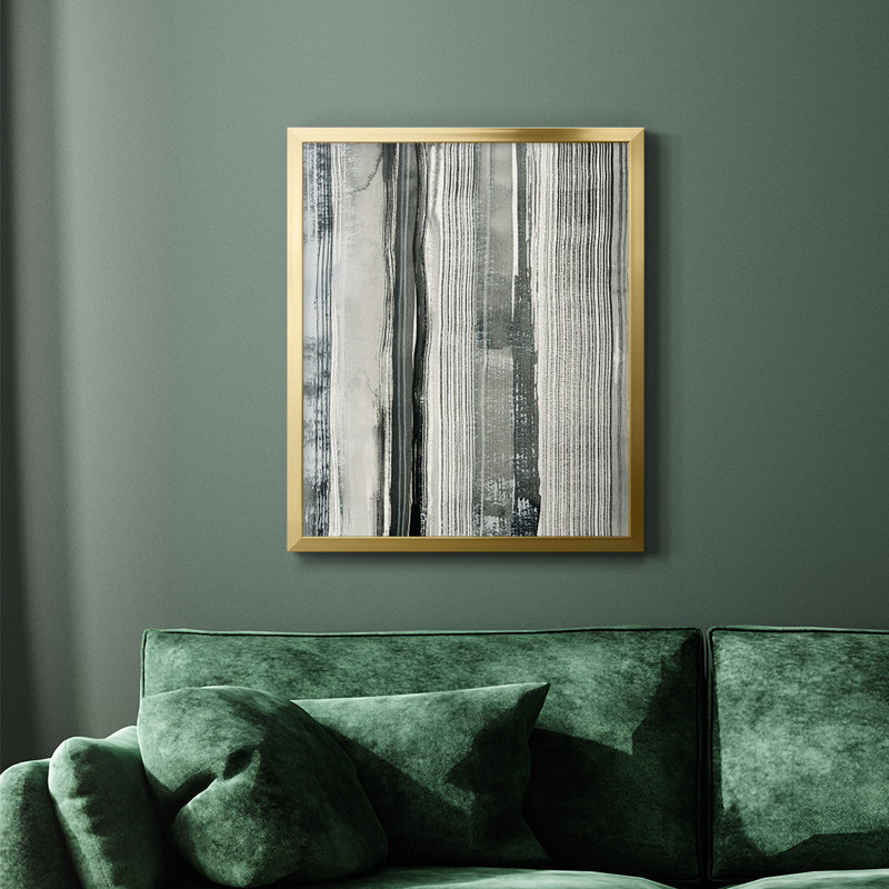 Toile encadrée de qualité supérieure Differing Parallels II - prête à être accrochée, Or, H 20 po x l 16 po