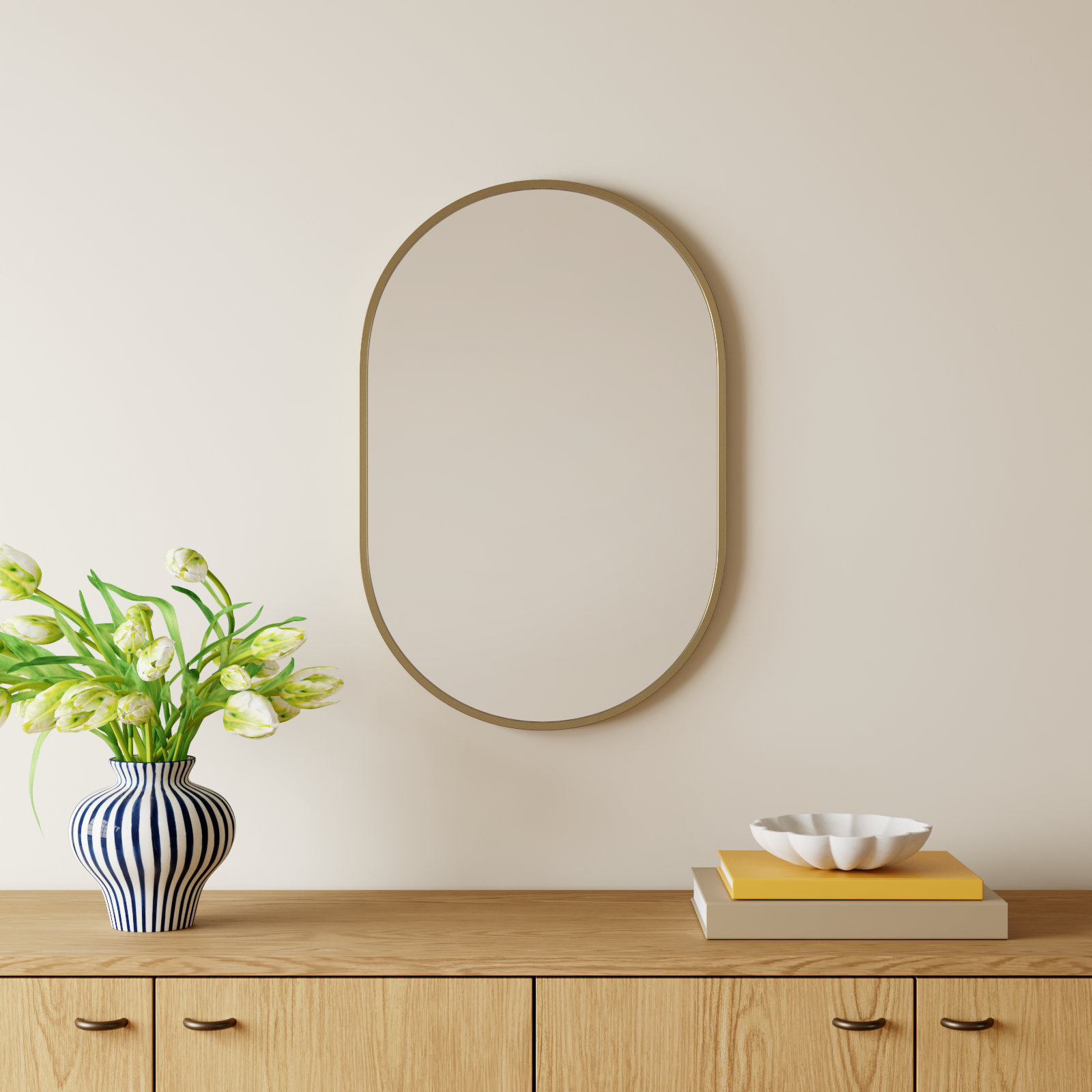 Sabine Accent Mirror, 30" x 20", Brass