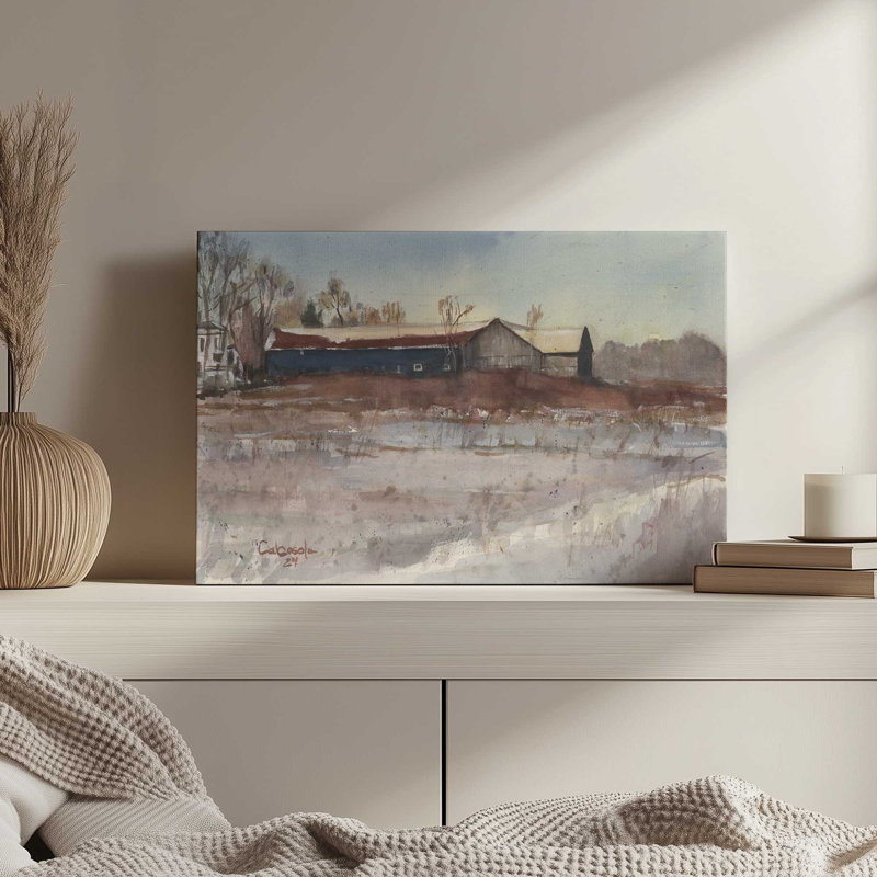 Impression sur toile, "Suffield Connection Barns" par Stephen Calcasola, H 12 po x l 16 po