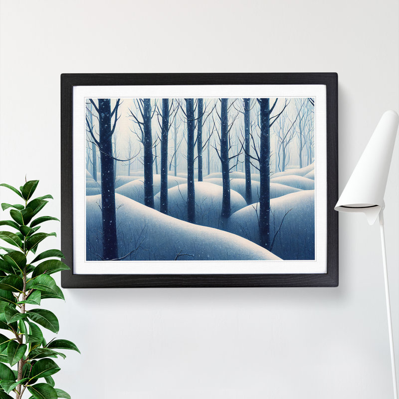 Hopeful Winter Forest - Single Picture Frame Print, 46cm H x 64cm W x 2cm D, Black