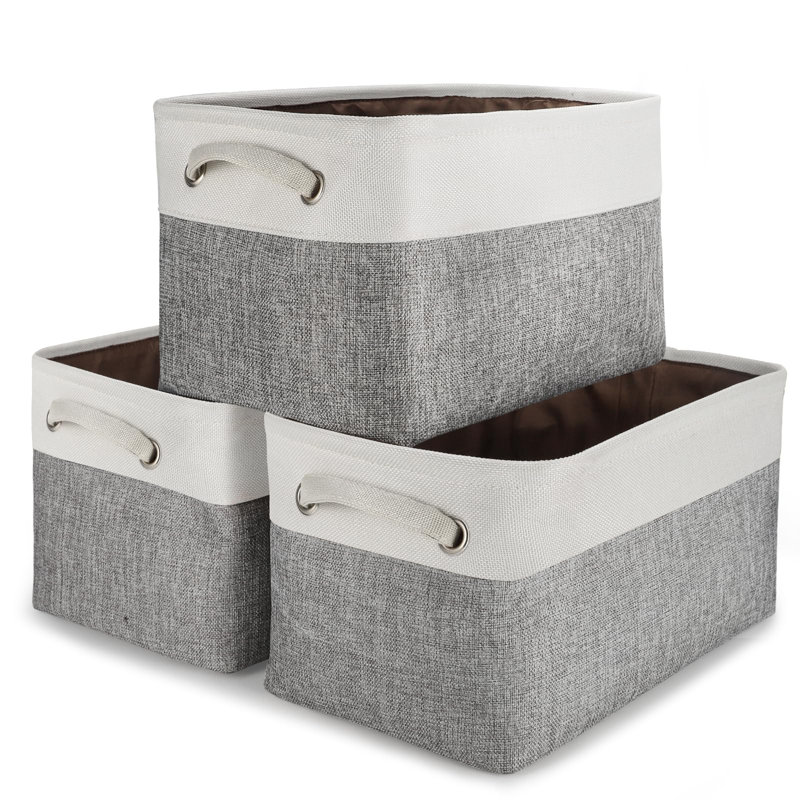 Ensemble de 3 paniers de rangement pliables - Gris anthracite, Gris anthracite