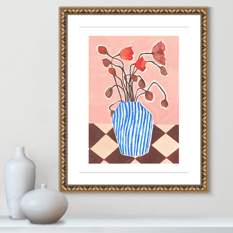 Poppies Print par Violets Print House, Imprimé mat, Perles de feuilles dorées, L 24,5 po x H 30,5 po