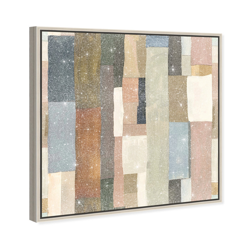 Beige Blocks II Canvas Abstract Print by Oliver Gal, Black Frame, 12 x 12, 13"H x 13"W, Silver Frame