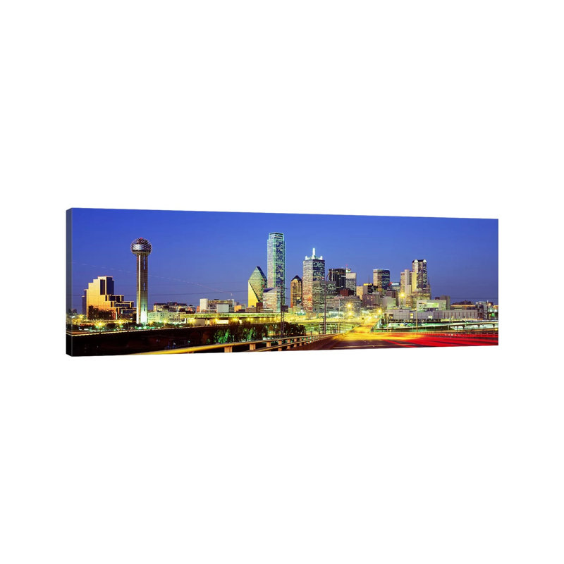 Dallas Texas USA 1 Piece Wrapped Canvas Panoramic Wall Art, 30.48 cm H x 91.44 cm W x 3.175 cm D