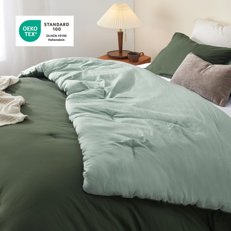 Bedsure Reversible Prewashed Comforter Set, Queen Comforter + 2 Standard Pillowcases, Grayish Purple