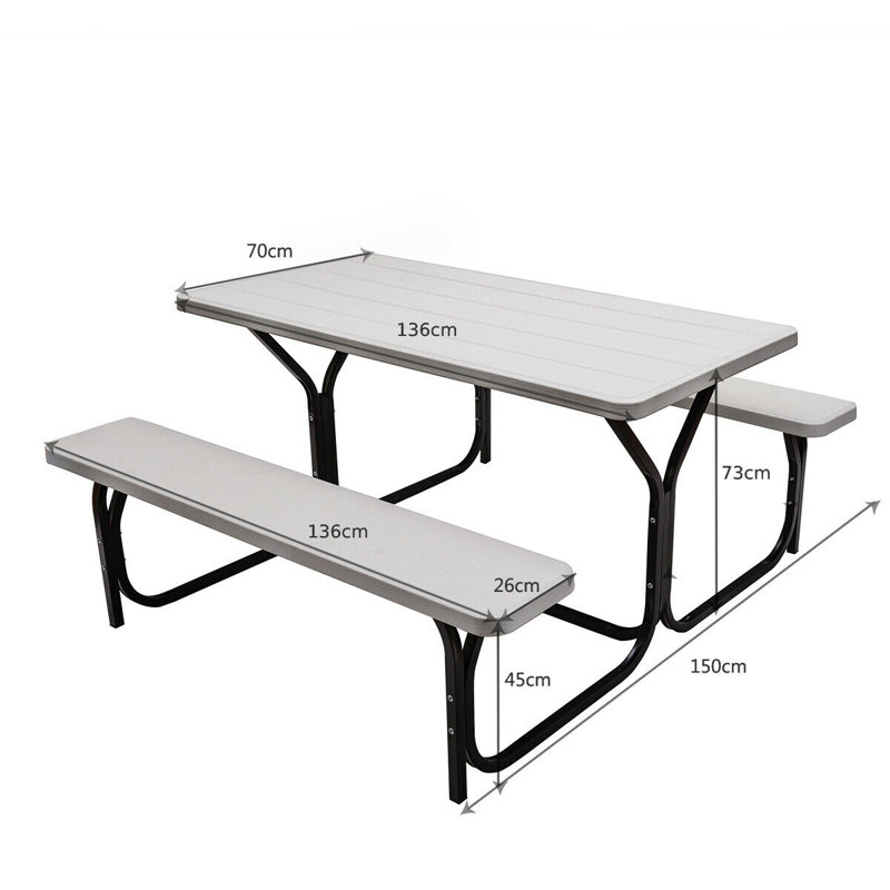Erwinville Patio Dining Set with Rectangular Table, White