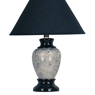 Lampe de table haute 13 po en céramique, en forme d'urne avec finition noire, abat-jour en lin