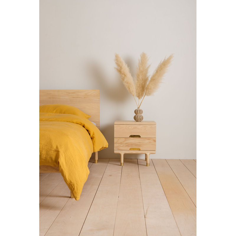 Simple Solid Wood End Table, Natural Wood