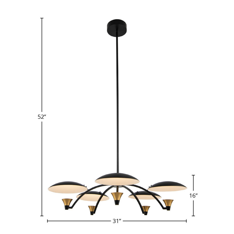 Redding 31-in Gold/Matte Black Chandelier