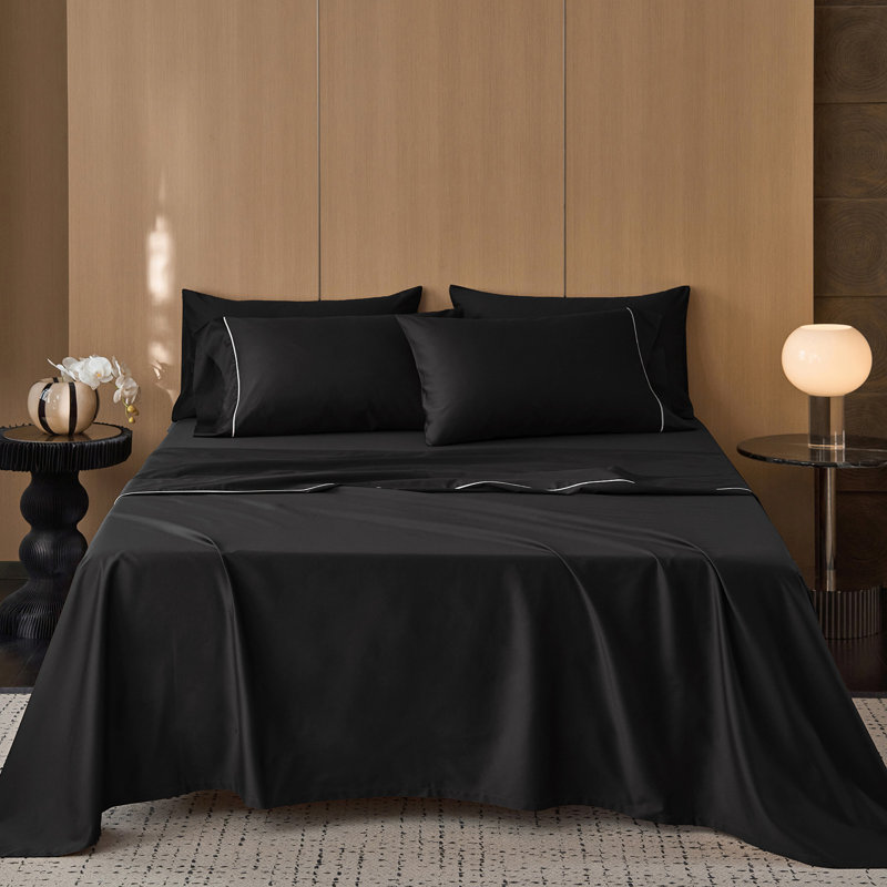 MooMee Sheet Set 600TC 100% Long-Staple Cotton Silky Sateen Look, Bright White, Queen Sheet Set with 2 Standard Pillowcases