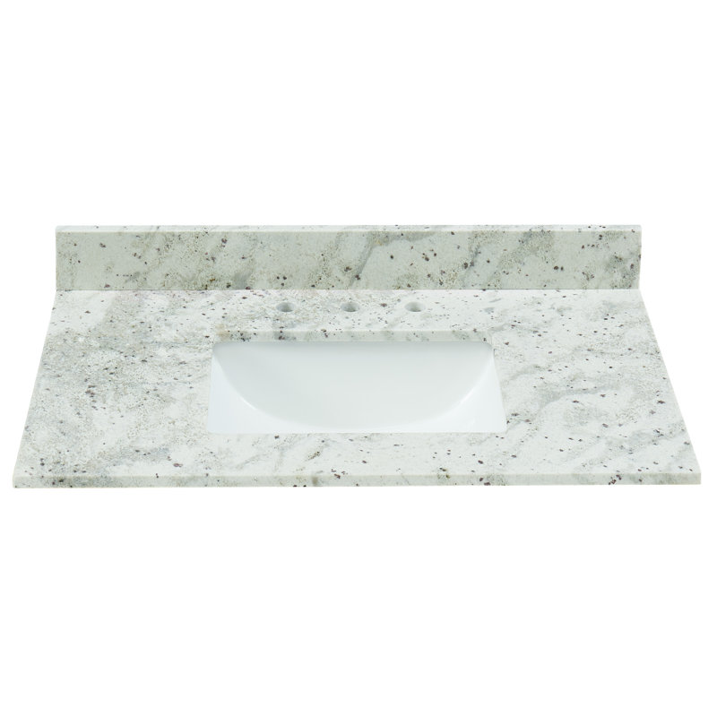 37'' Glacier White Granite Single Bathroom Vanity Top with Sink, Kashmir White