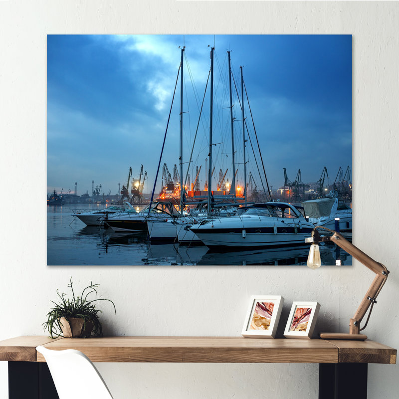 Photo Port Sérénité III sur toile, H 16 po x l 32 po x P 1 po, Toile tendue