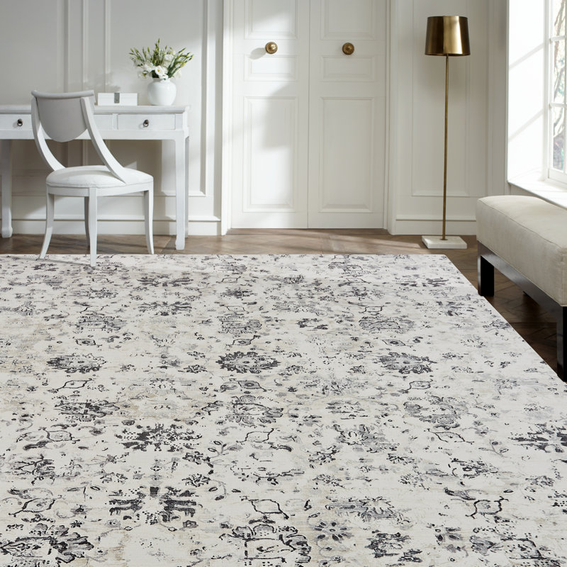 Rosemarie Hand Woven Silk Abstract Area Rug, Rectangle 2' x 3'