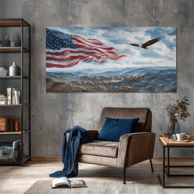 Décoration murale patriotique, drapeau américain, décoration murale pour le 4 juillet, aigle américain, décoration murale militaire, toile inspirante pour la maison ou le bureau, prête à  accrocher
