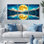 Paysage de montagne au clair de lune, ensemble de 3 reproductions d'art sur toile tendues sur toile