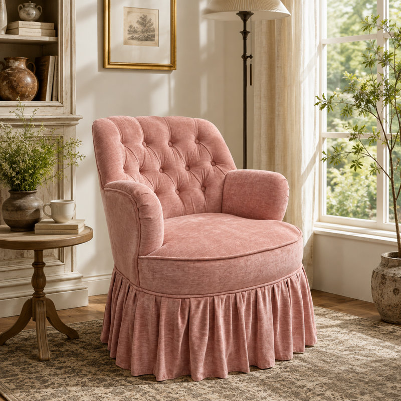 Fauteuil pivotant avec jupe plissée
