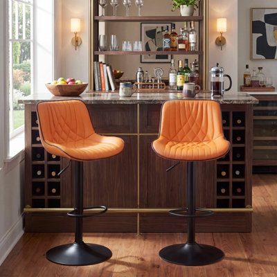 Tabouret de bar pivotant en similicuir Zager