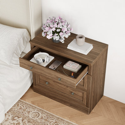 Viesville Retro Elegant Oversized 3-drawer Nightstand（set Of 2）