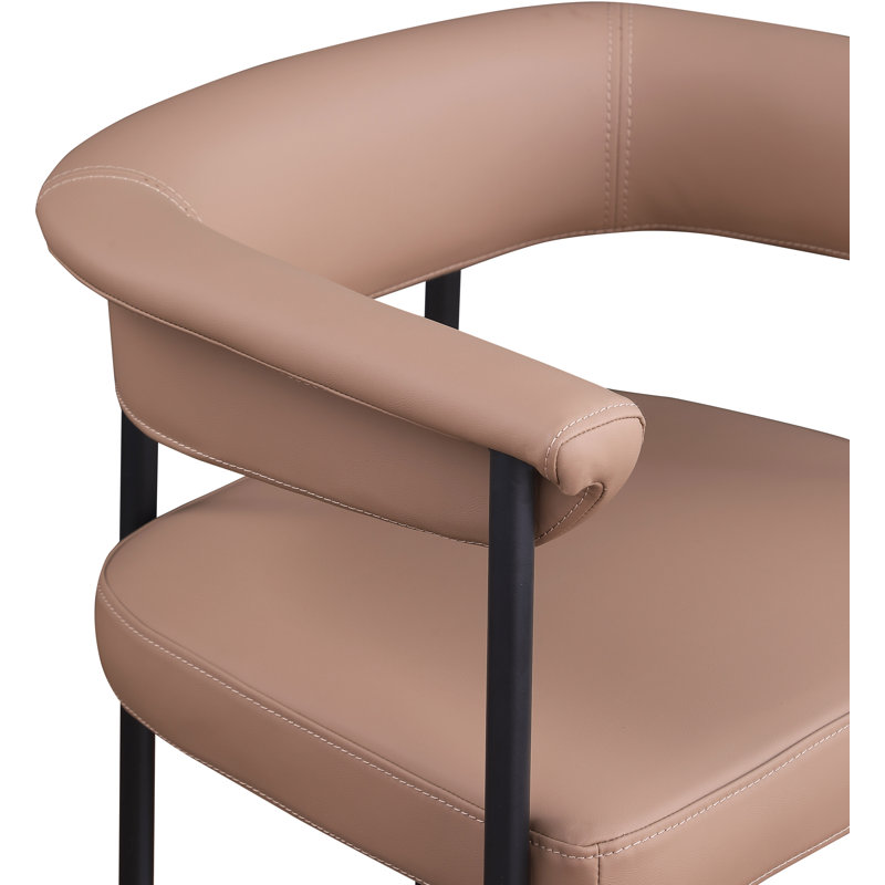 Tabouret de comptoir Malin, Cuir brun clair végétalien
