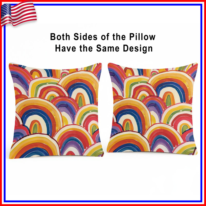 Rainbow Throw Pillow, Abstract Double Sided Pillows, 26 x 26 inches