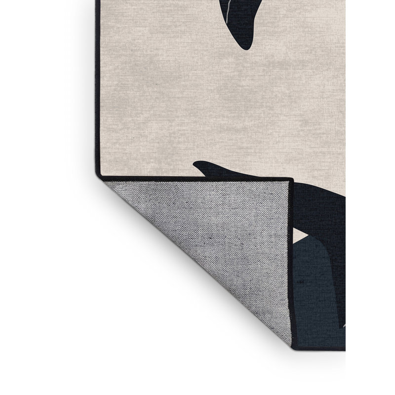 Machine Washable Ozain Shark Modern Geometric Rug in Gray – Black Binding, 2 x 3