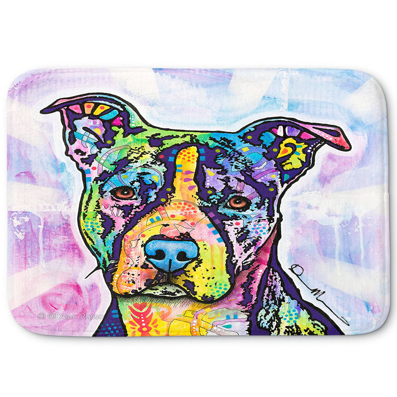 Tapis pour salle de bain en mousse à mémoire de illustrious pitbull pour chien dean russo, H 1 po x l 34 po x L 21 po