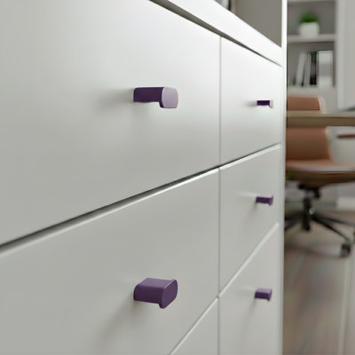 Poignée de meuble ovale moderne Mid-Century ROUS - Poignée de tiroir en aluminium, 1 pièce (mauve) Royal 