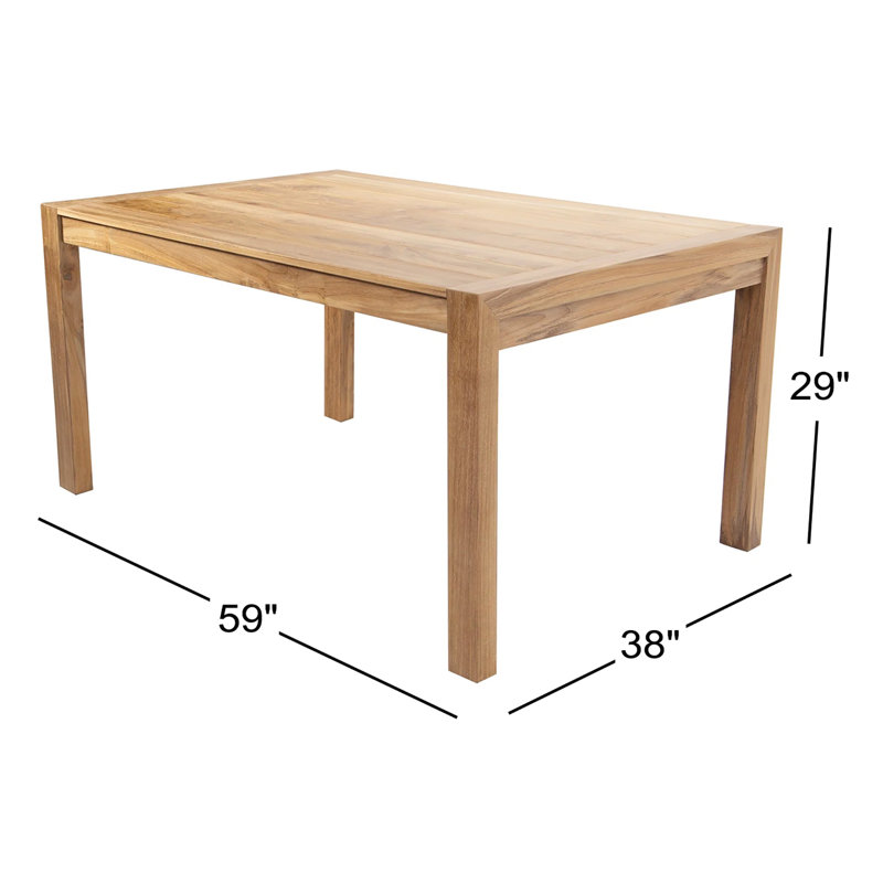 Table de salle à manger en bois Uvita, L 38 po x L 59 po x H 29 po