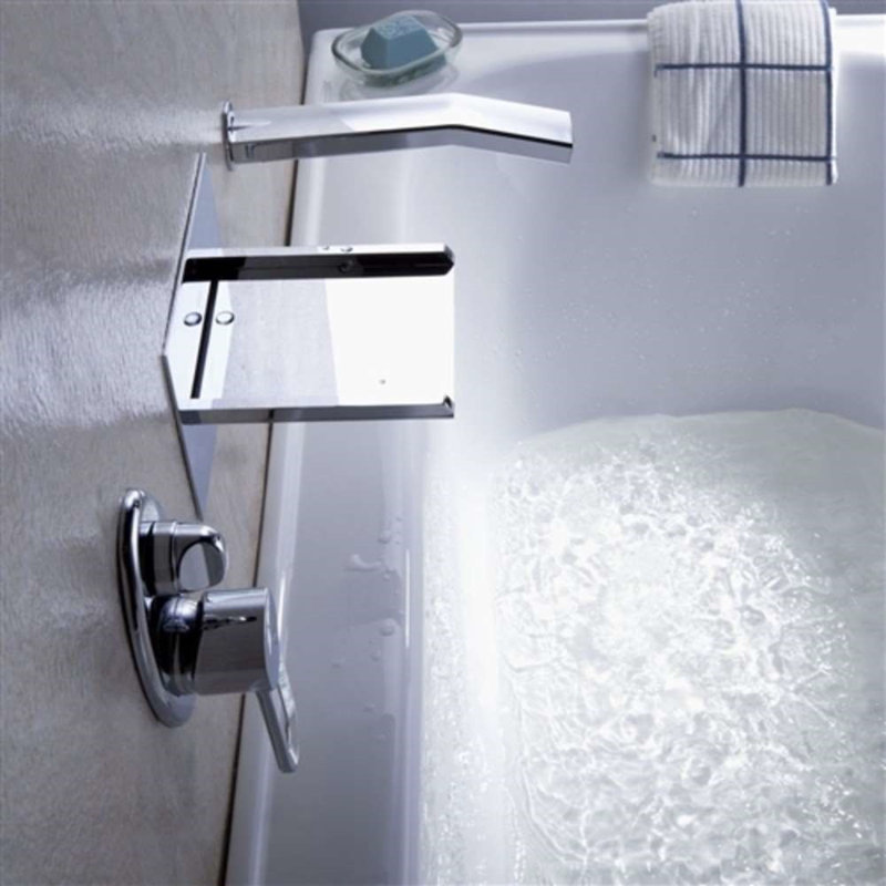 BathSelect Mullino LED RGB Single Handle Widespread Waterfall Pull-Out Bathroom Faucet