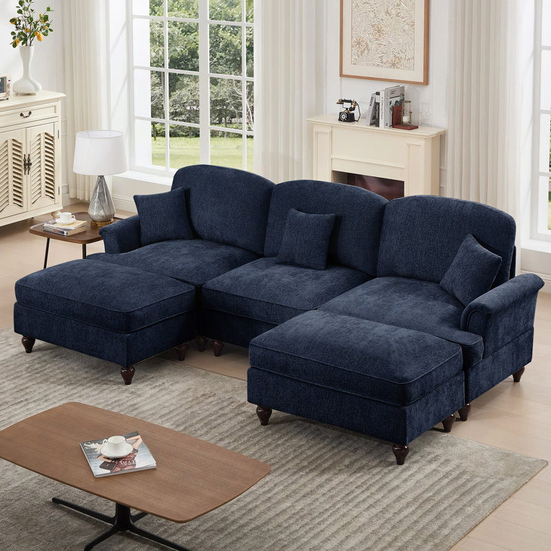 Canapé modulaire Comfy U_Shape, H 36,6 po x l 107,1 po x P 55,1 po, 3, Bleu