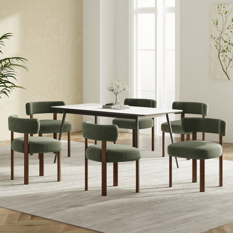 Chaise d'appoint rembourrée en bois massif, Vert
