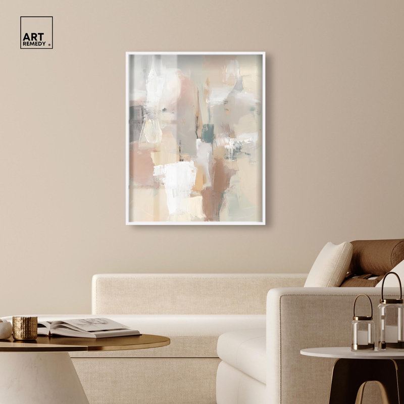 «Neutral Hues I Shadowbox Print» par Art Remedy, cadre noir, 16 x 20, H 46 po x l 37 po, Cadre blanc