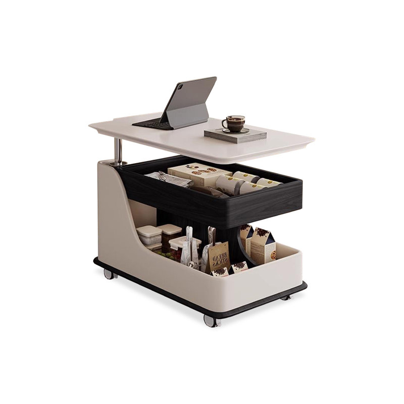 Modern Stone End Table, White;Black