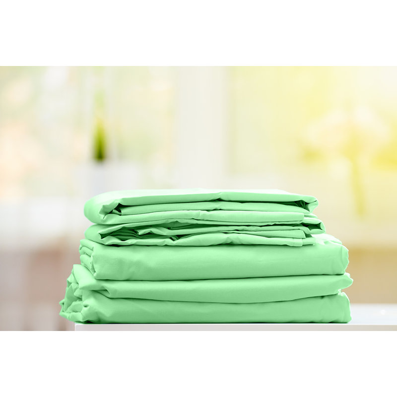  Ensemble de draps en rayonne de bambou Hotel Quality, Grand + 4 taies d'oreiller, Menthe