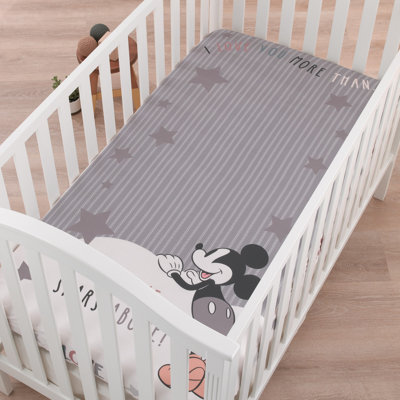 Mickey  Friends Love Mickey Greenguard Gold Certified Characters Floral - Piece Standard Crib Fitted Sheet