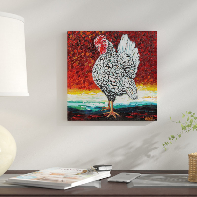 Fancy Chicken II - estampe numérique sur toile tendue avec châssis, H 18 po x l 18 po x P 1,5 po, Pas de tapis, Toile tendue