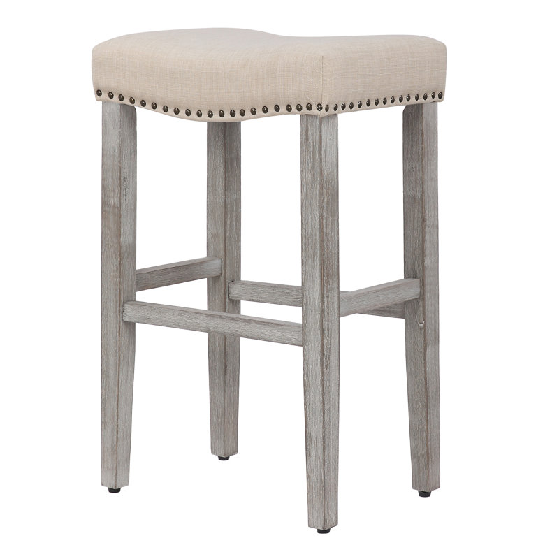 Tabouret de bar et de comptoir rembourré Jameson, Tabouret de bar (siège d'une hauteur de 29 po), Gris/beige