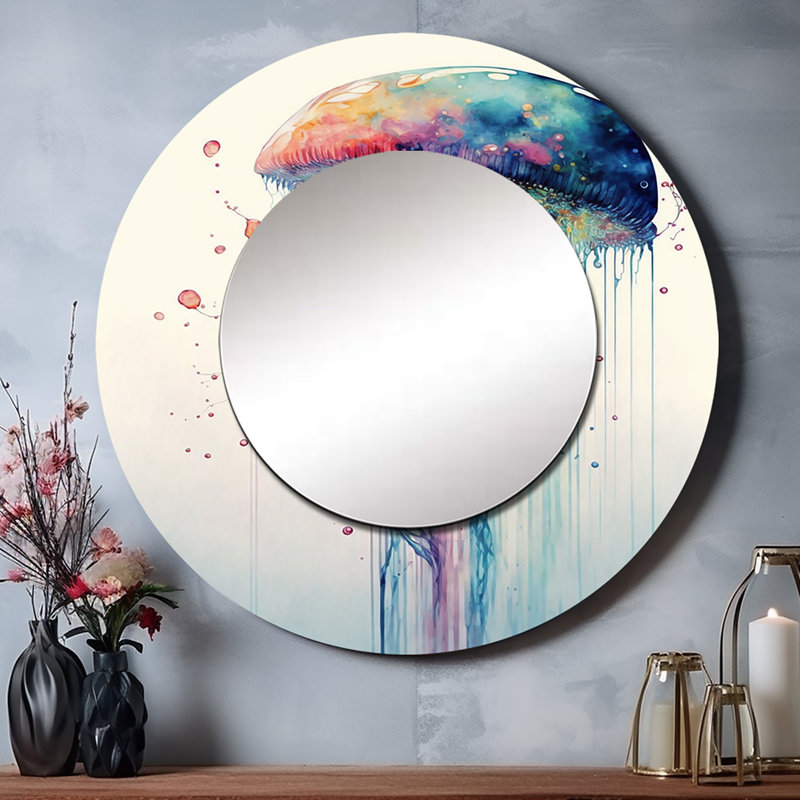 Reproduction d'art en métal imprimée, miroir décoratif décoratif bleu, poisson, 23 po x 23 po