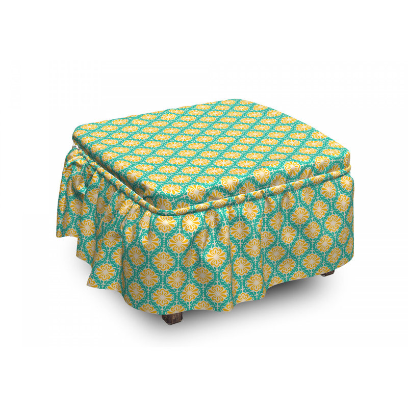 Housse pour repose-pieds tiles floral art