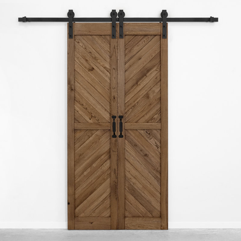 Solid Oak Barn Door Unfinished, Brown;Brown Oil