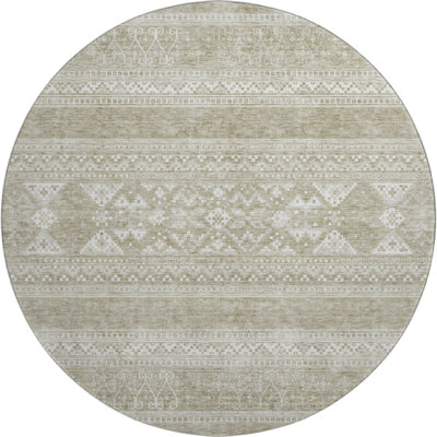Premium Machine Washable Prisco Khaki Rug