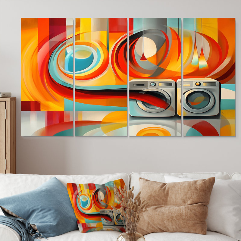 Orange Fauvist Brights Abstract Laundry I - Ensemble de décoration murale, H 28 po x l 48 po