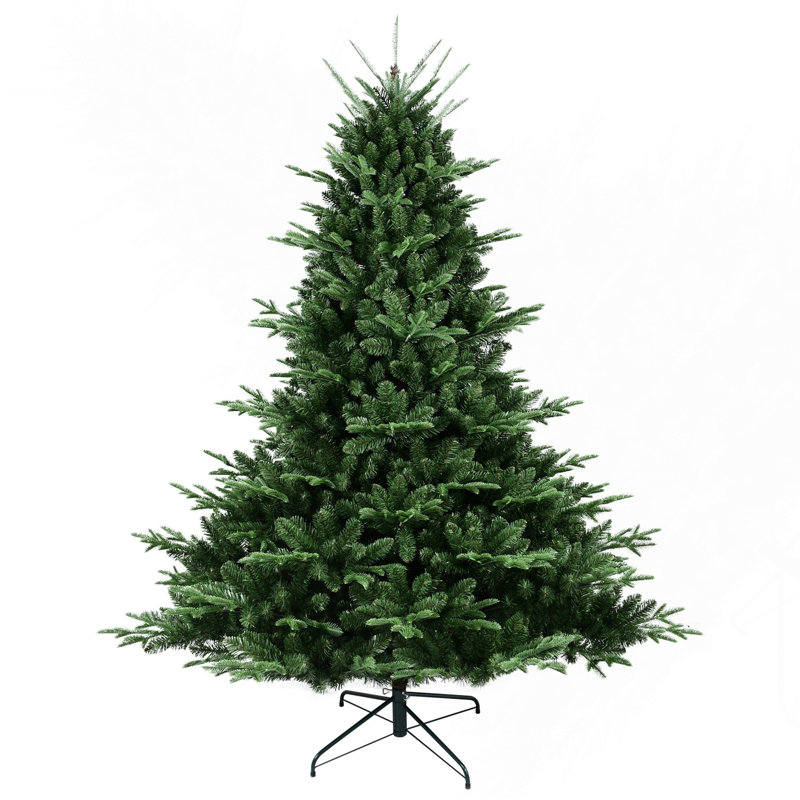 Arbre de Noël pleine forme 5 pi avec 1129 pointes - aiguilles mixtes en PE / PVC, base large pour les grands espaces, structure à charnières pour une installation facile, support en métal pour un soutien solide *