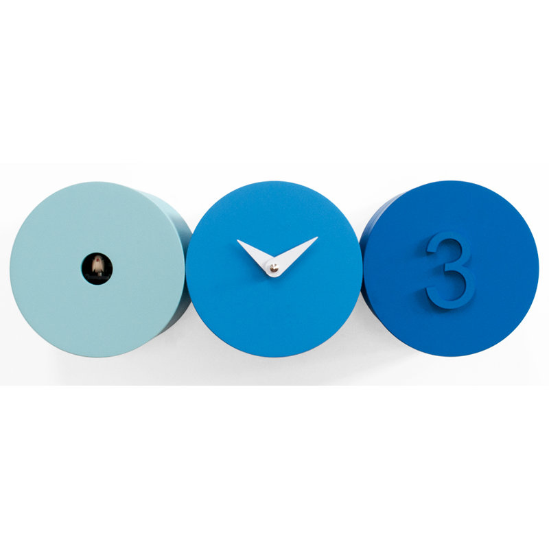 Becnel Wood Wall Clock, Light Blue / Blue