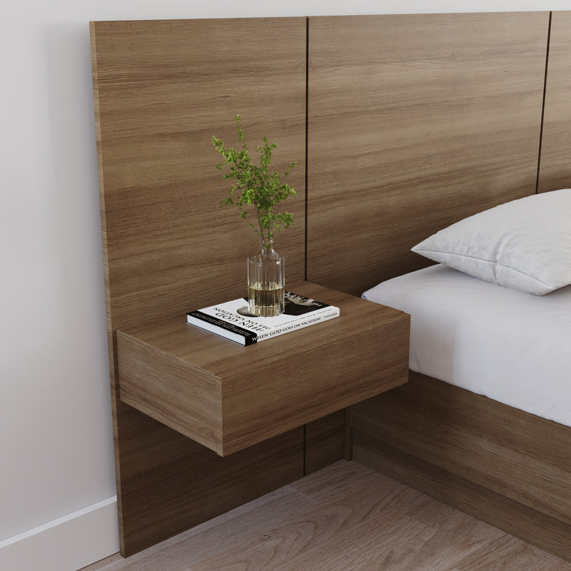  Floating Nightstand Extension Panels (Set of 2), Brown