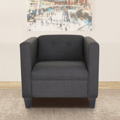 Calypso Bennett Black Sofa Chair, Modern Sofa Chair For Living Room, Bedroom, Office And Apartment With Solid Wood Frame