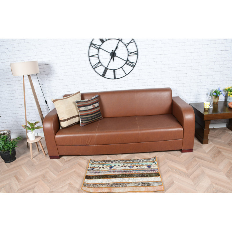 Tapis turc fait à la main en brun pour un décor de style bohème rétro et une suspension murale dans de petits espaces